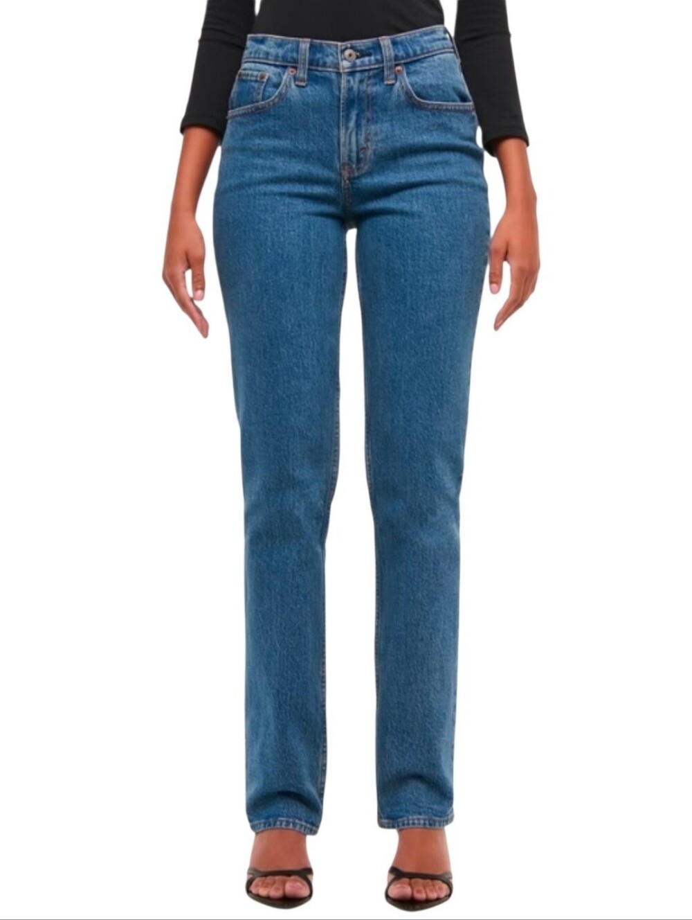 Abercrombie The Straight Mid Rise Curve Love Classic Blue Jeans Sz 30/10